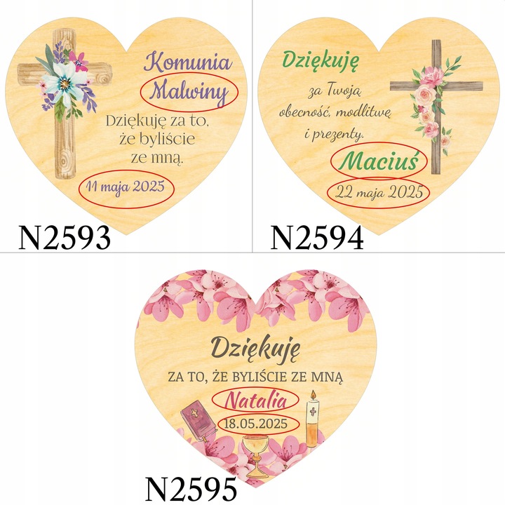 Podziękowania dla gości KOMUNIA na CHRZEST I ROCZEK URODZINY magnes 10