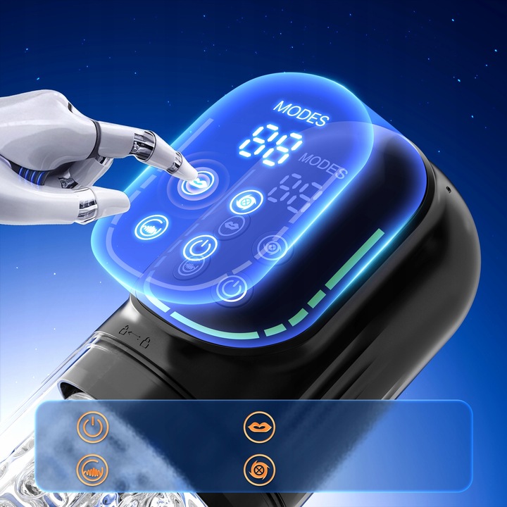 masturbator męski z 3 pompkami i 7 ruchami obrotowymi, wibrujący i ssący