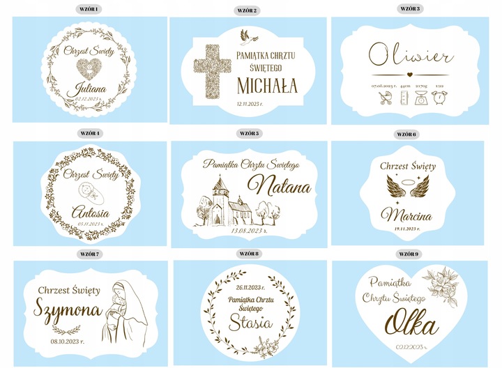 Pamiątka Chrztu Świętego Prezent na Chrzest z Grawerem BŁĘKITNE