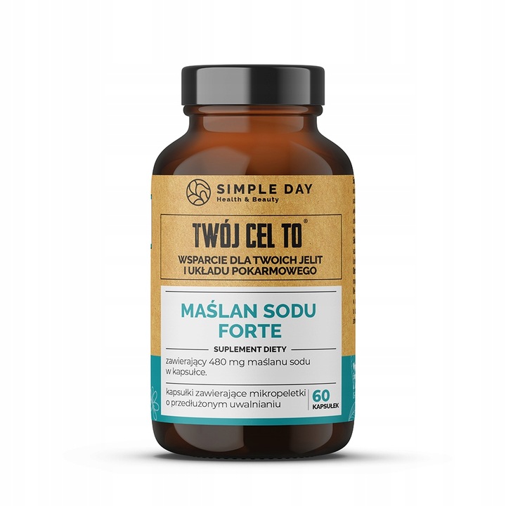 MAŚLAN SODU 80% FORTE 960mg KWAS MASŁOWY 768mg VEGE NA JELITA WRZODY