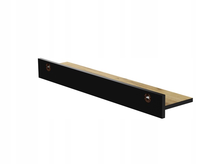 ZESTAW 2 X PÓŁKA ŚCIENNA 80 CM LOFT DĄB Z CZARNA LISTWĄ 80 CM DO
