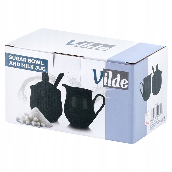 Zestaw CUKIERNICZKA MLECZNIK ŁYŻECZKA pojemnik na cukier mleko czarna