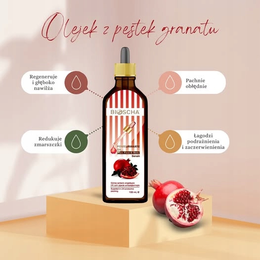 Olejek z PESTEK GRANATU Serum Regeneracja Twarz Włos 100ml BIOSCHA Nar