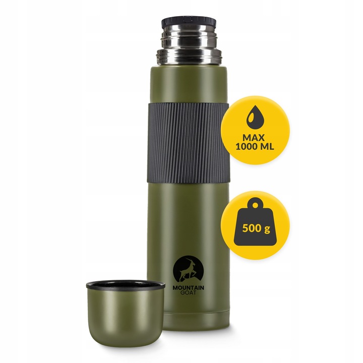 TERMOS TURYSTYCZNY NA HERBATĘ KAWĘ PRÓŻNIOWY SZCZELNY STAL NIERDZEWNA 1L