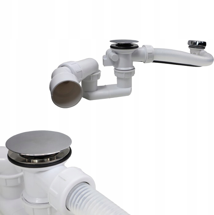 Automatyczny syfon wannowy na pokrętło CHROM czyszczony od góry obrotowy