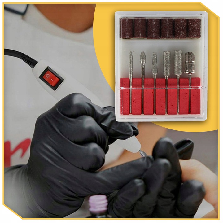 FREZARKA DO PAZNOKCI MANICURE PEDICURE PROFESJONALNA MOCNA 20W frezy zestaw