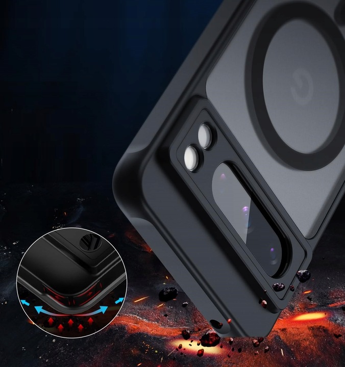 ETUI WZMACNIANE 360° do GOOGLE PIXEL 8 PRO | MAGSAFE CASE | CZARNY MAT