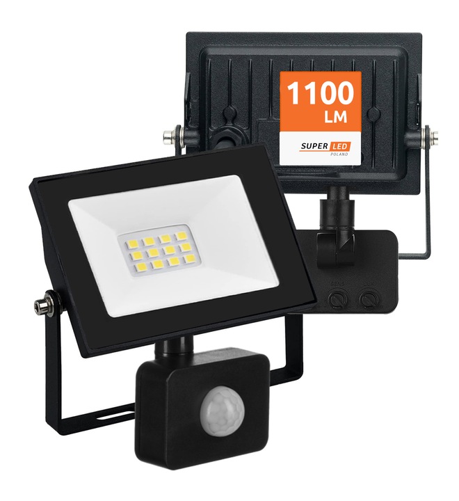 Halogen Naświetlacz LED 10W 1100 lm IP65 czujnik ruchu SUPER MOCNY