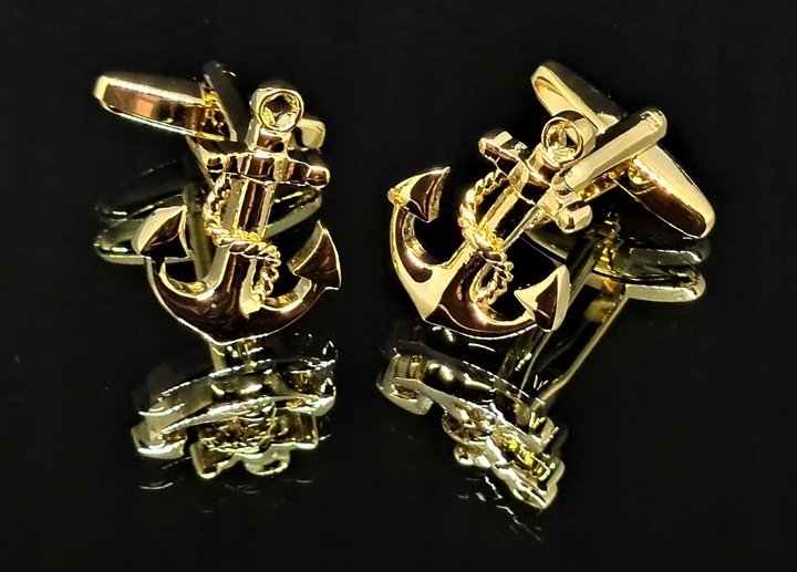 Spinki do mankietów wzór KOTWICA ZŁOTA