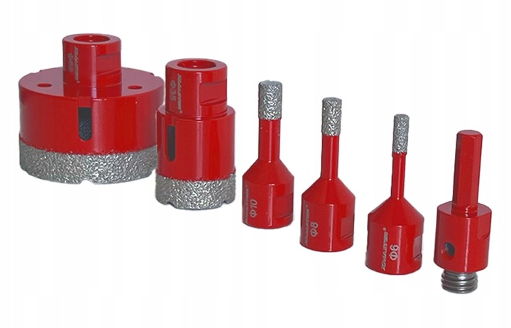 OTWORNICA DIAMENTOWA KORONKA DO GRESU M14 ZESTAW ⌀ 6,8,10,35,68 mm +ADAPTER