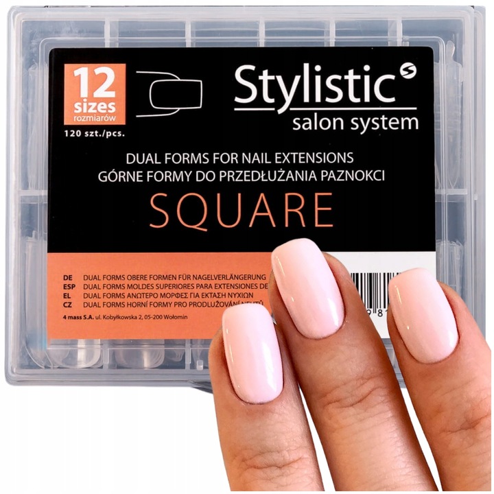 Claresa Stylistic Górne Formy do akrylożelu dual form Kwadrat 120szt Square
