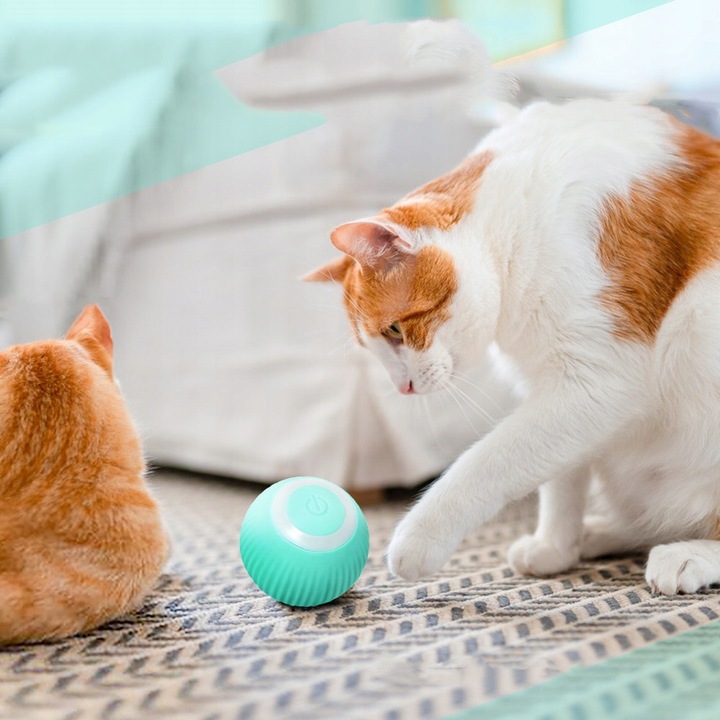 INTERAKTYWNA UCIEKAJĄCA PIŁKA DLA KOTA PSA ZABAWKA ELEKTRYCZNA NIEBIESKA