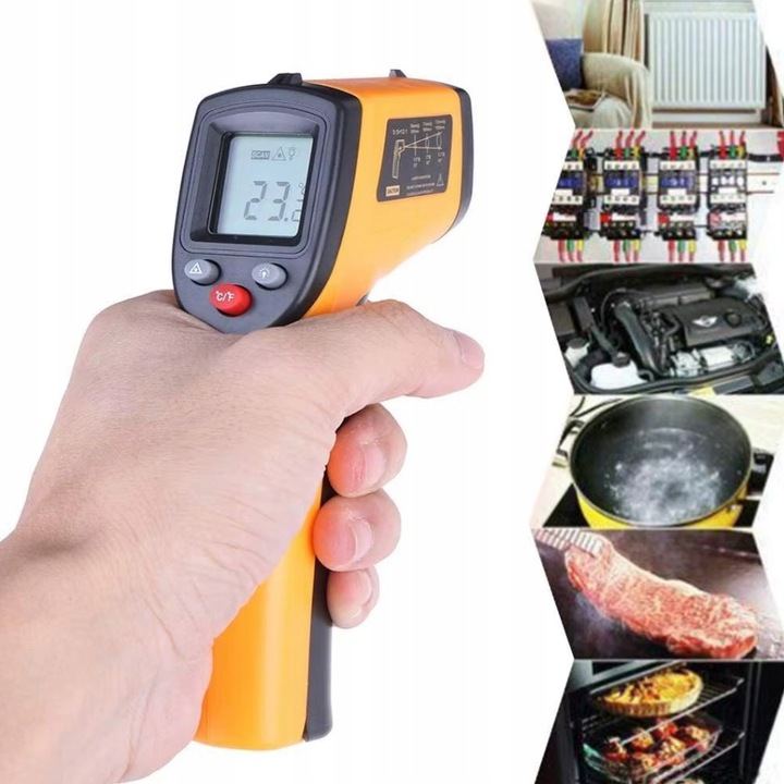 PIROMETR LASEROWY TERMOMETR BEZDOTYKOWY LCD -50 +380°C MIERNIK PODCZERWIEŃ
