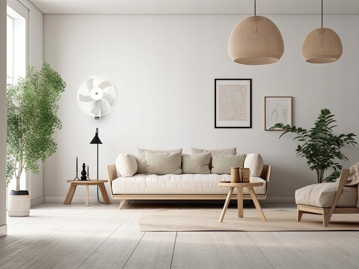 WENTYLATOR ŚCIENNY z PILOTEM Wiatrak na Ścianę BIAŁY 45W OSCYLACJA