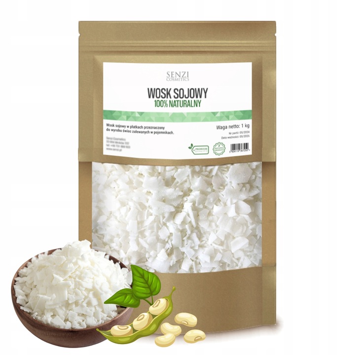 WOSK SOJOWY DO ŚWIEC 1KG Naturalny Świece Sojowe Premium SENZI