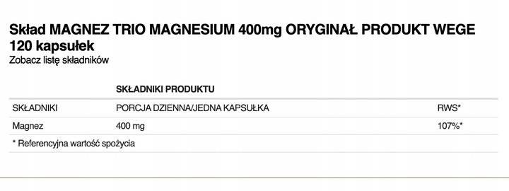 ALTO PHARMA Trio Magnez 400mg 120kaps wegański