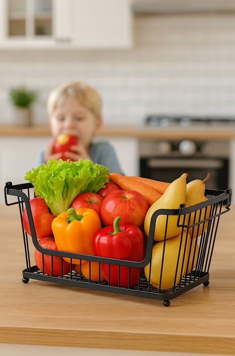 KOSZ NA OWOCE Koszyk na Warzywa Stojak Piętrowy Czarny do Piętrowania