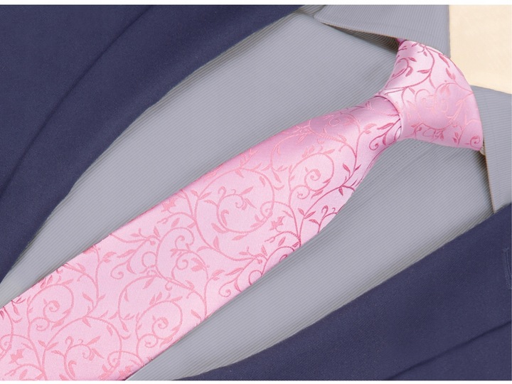 ŻAKARDOWY KRAWAT + POSZETKA Wypustka Męska do Garnituru Mikrofibra