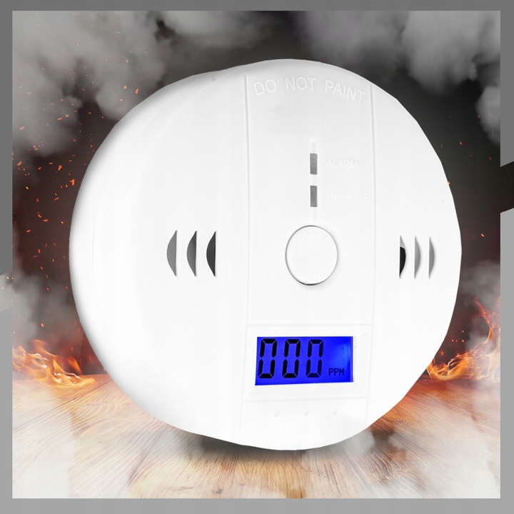 CZUJNIK CZADU TLENKU WĘGLA CO BEZPRZEWODOWY LCD DETEKTOR GŁOŚNY