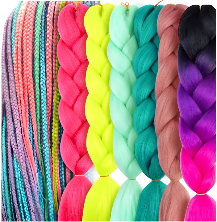 6X WŁOSY SYNTETYCZNE DO WARKOCZYKÓW KOLOROWE ZESTAW WŁOSÓW DOCZEPY
