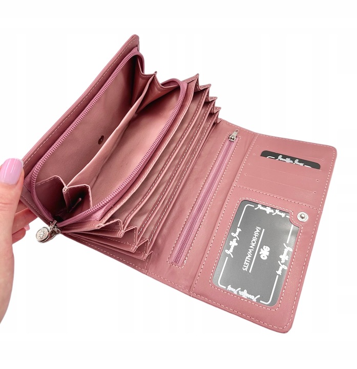 PORTFEL DAMSKI DUŻY SKÓRZANY PREZENT RÓŻOWY JENNIFER JONES MEDIUM