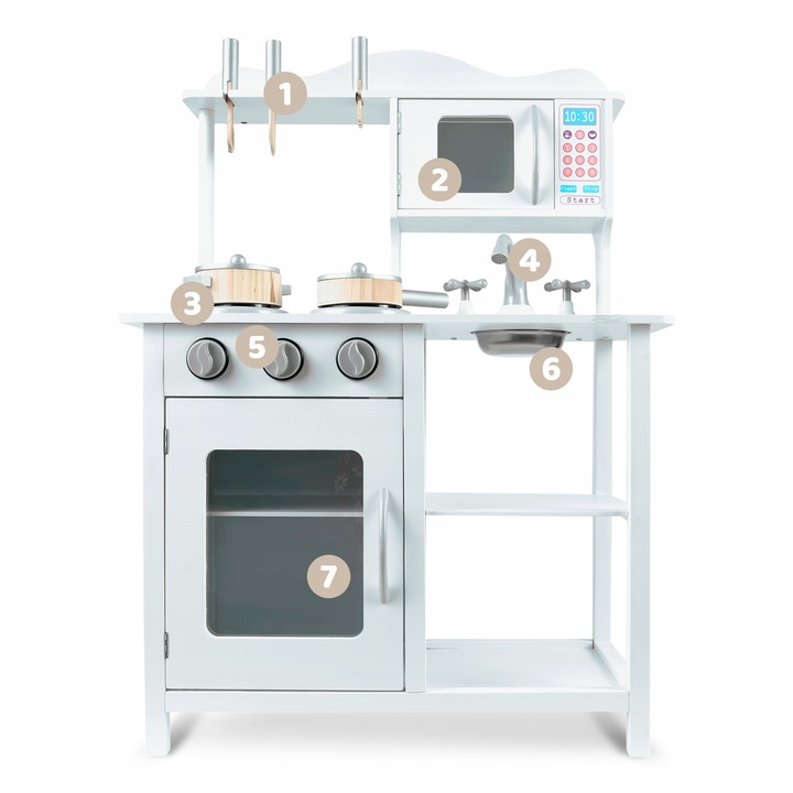 ZESTAW KUCHNIA DREWNIANA DLA DZIECI KUCHENKA RETRO DUŻA PALNIKI + ACKESORIA