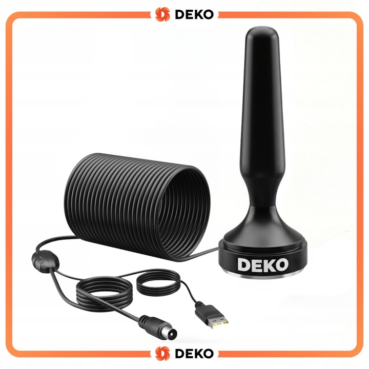 Antena Pokojowa DVBT2 Wewnętrzna HEVC Deko TV Naziemna 28Db Wzmacniacz