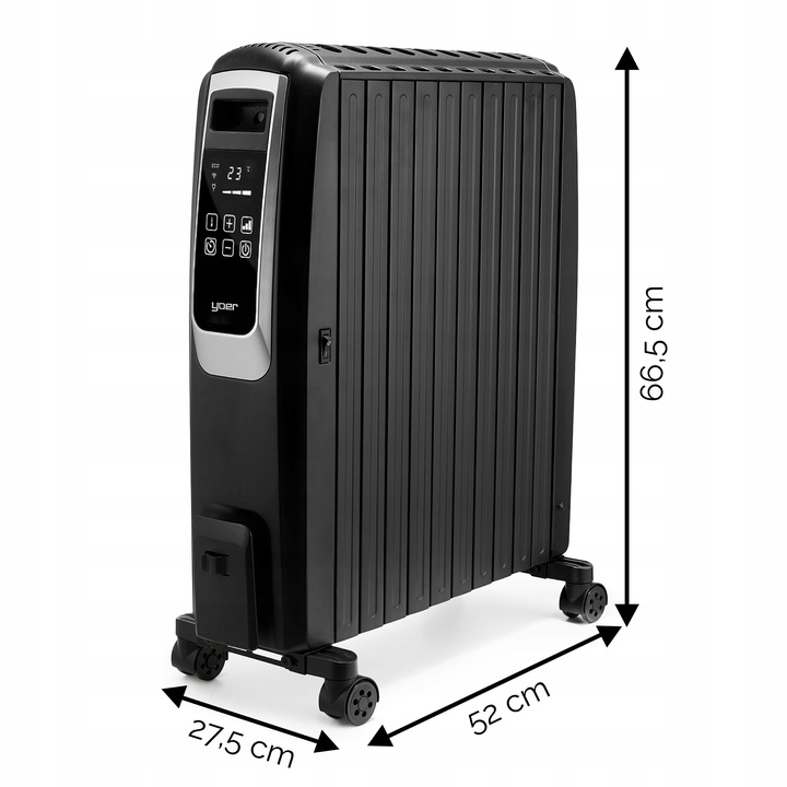 Grzejnik olejowy Yoer 2500W 10 żeberek +Timer +3 moce +Tryb