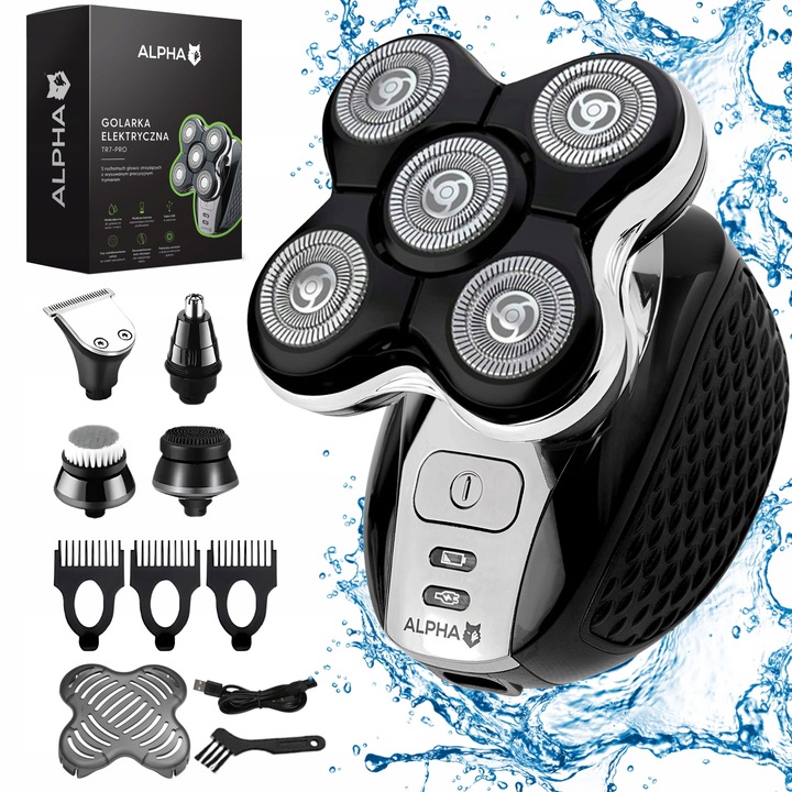 Golarka Męska ALPHA - Maszynka + Trymer do Golenia Brody, Włosów i Głowy