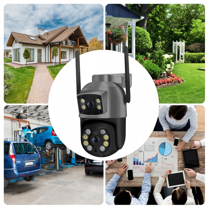 PODWÓJNA OBROTOWA KAMERA WIFI SMART ZEWNĘTRZNA 8MPX UHD DETEKCJA ALARM PUSH
