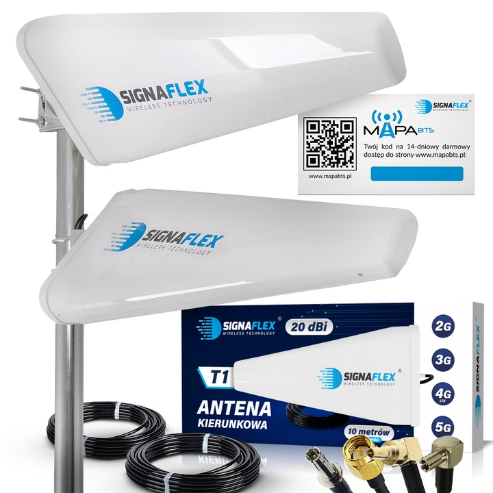 ANTENA ZEWNĘTRZNA DO ROUTERA INTERNETU DUAL 3G 4G 5G LTE ZTE HUAWEI 2x10m