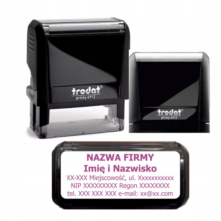 Pieczątka firmowa biurowa Trodat Printy 4912 czarna jakość premium