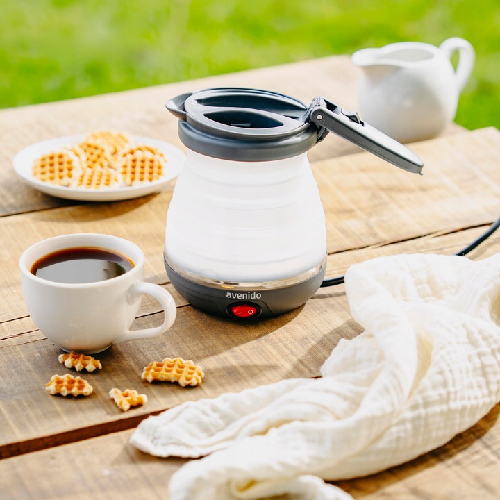 Czajnik Turystyczny Składany Silikonowy Szary AGD Drobne Do Kuchni