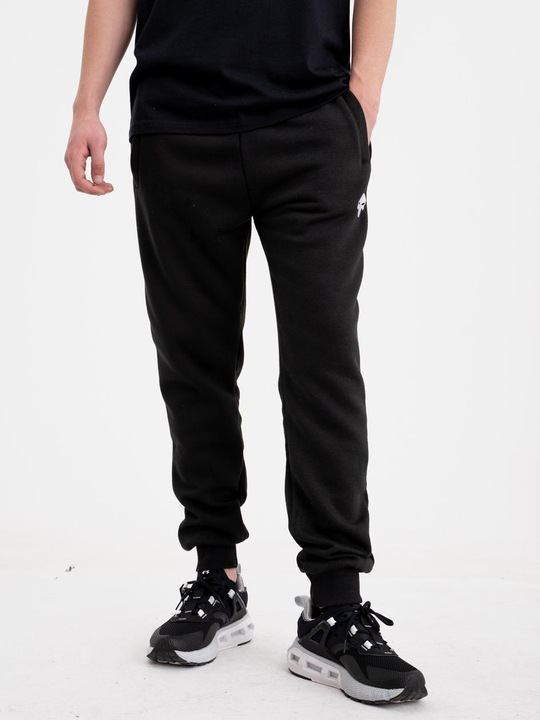 Spodnie Dresowe Męskie BAWEŁNIANE Wygodne MARVEL LOGO PUNISHER Czarne