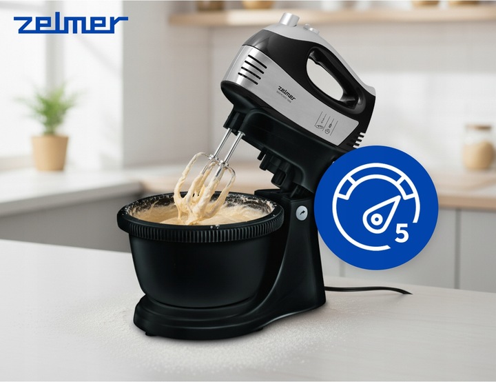 MIKSER RĘCZNY ZELMER LEKKI ROBOT KUCHENNY Z MISĄ 2,5L 4 KOŃCÓWKI TURBO