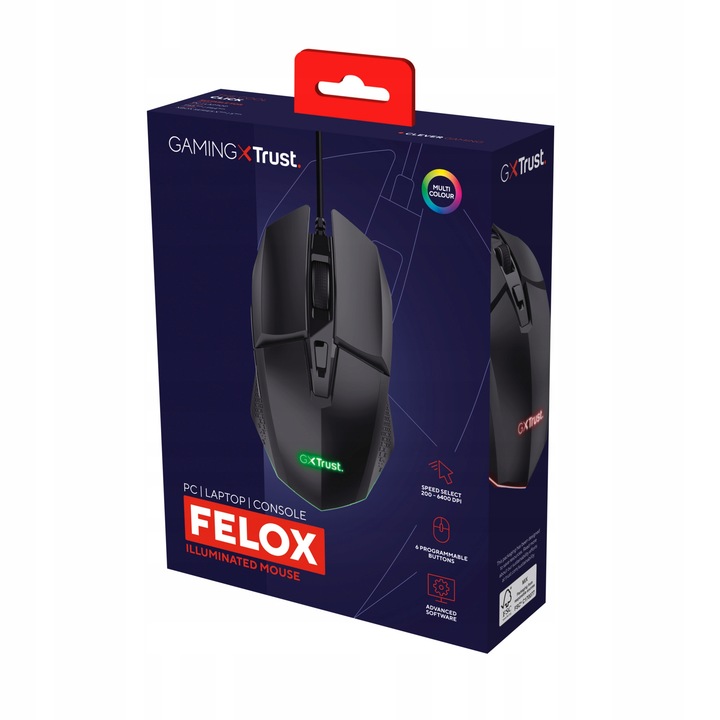 MYSZKA GAMINGOWA PRZEWODOWA USB PROGRAMOWALNA LED