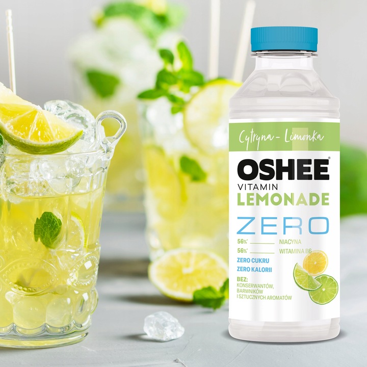 6x OSHEE ZERO Vitamin Lemonade cytryna limonka 555 ml