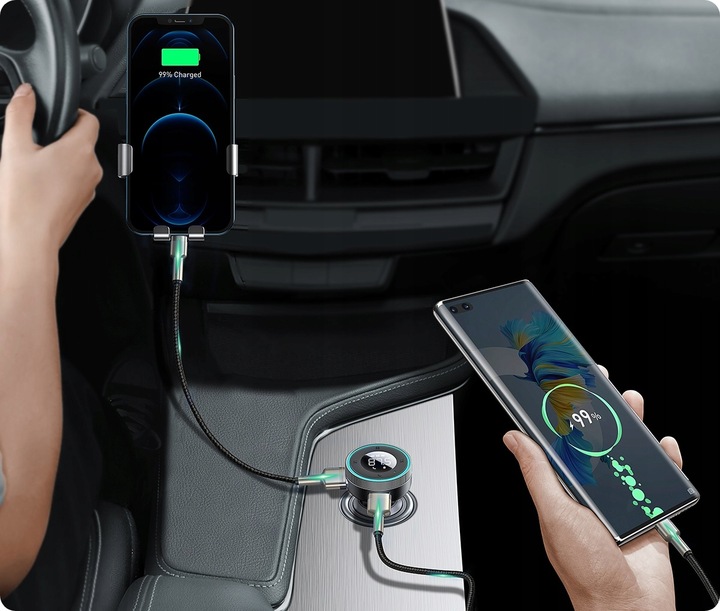 BASEUS TRANSMITER FM BLUETOOTH ŁADOWARKA SAMOCHODOWA USB 2.4A PD TF AUX