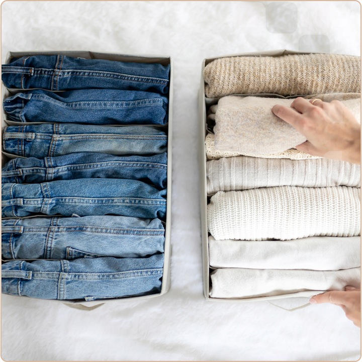 2x organizer XXL pudełko pojemnik na ubrania jeansy do szuflady