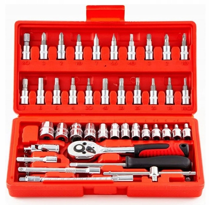 ZESTAW KLUCZY NASADOWYCH KLUCZE NASADOWE 46 TORX Bity Wkrętaki Imbusy