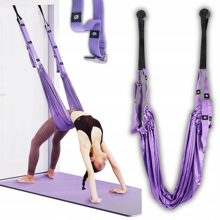 HAMAK CHUSTA DO ROZCIĄGANIA STRETCHING JOGA HUŚTAWKA ĆWICZENIA JOGI