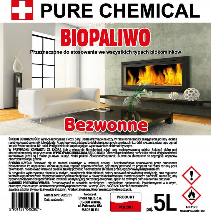 BIOETANOL BIOPALIWO DO BIOKOMINKA BEZWONNE 20l 4x5