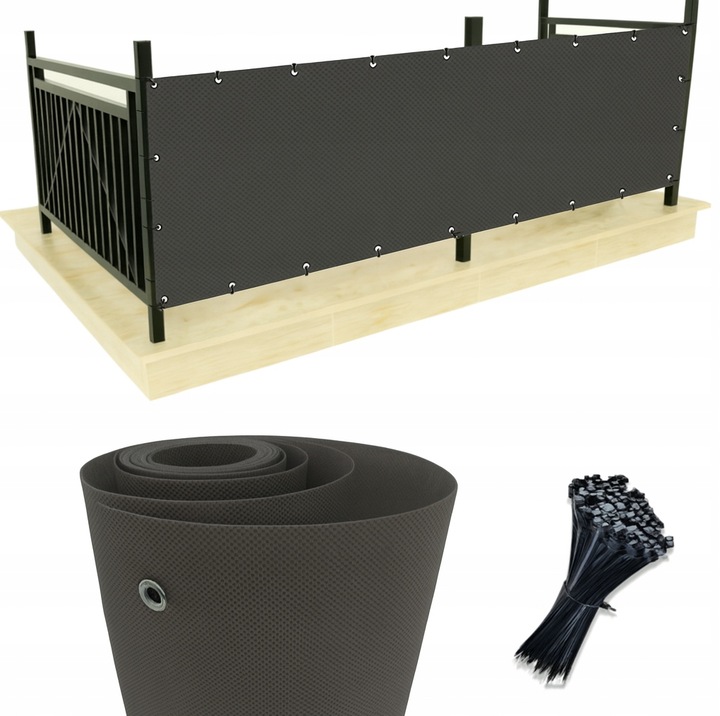 OSŁONA BALKONOWA na balkon, taras PP 1x5m- GRUBA+klipsy