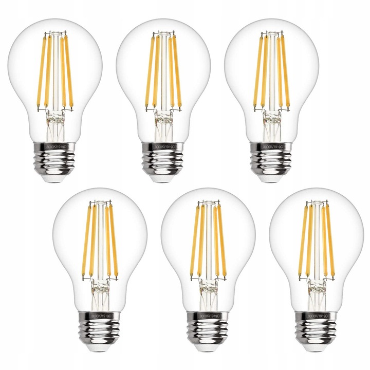 6xŻarówka LED E27 10W Filament 1000lm SMD Ciepła Ozdobna Premium Nie