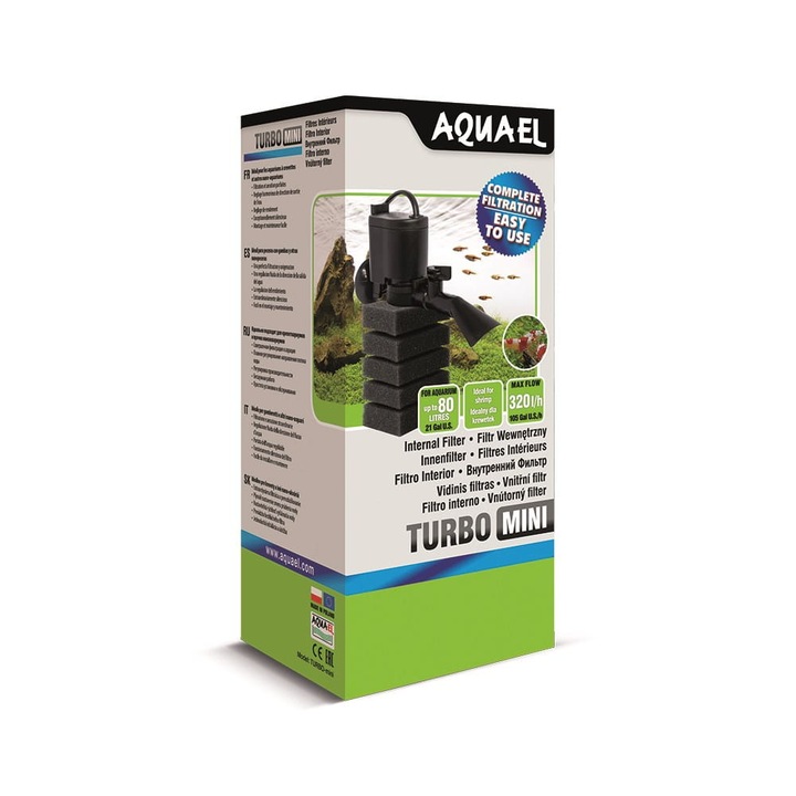 Aquael Turbo Mini Mały Filtr Wewnętrzny Gąbkowy Do Akwarium 10-80L