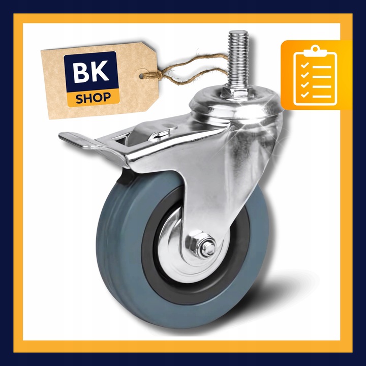 ZESTAW JEZDNY KÓŁKA OBROTOWE 140 kg GUMOWE KOŁA MEBLOWE HAMULEC 50 mm