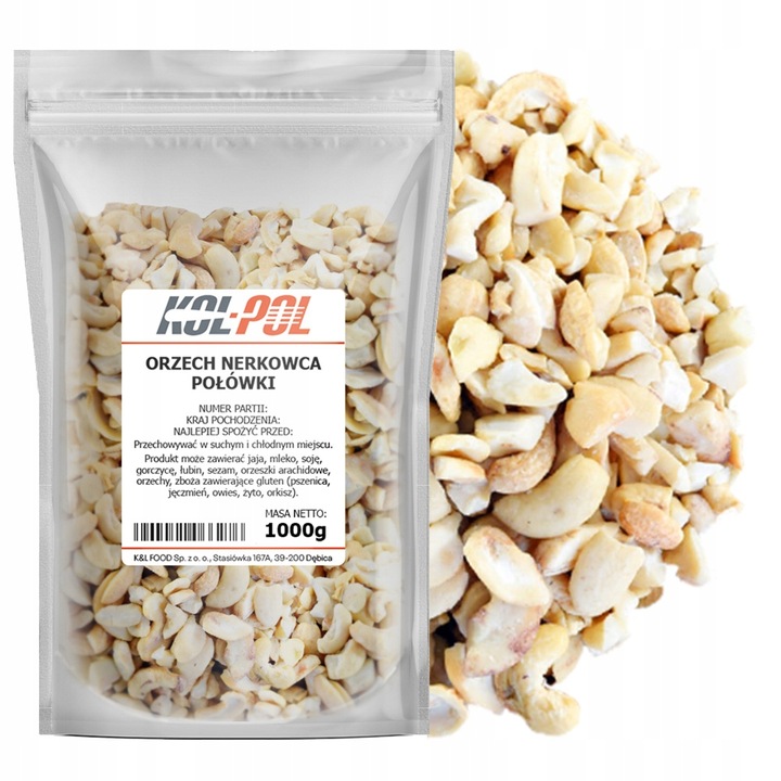 ORZECHY NERKOWCA 1kg Połówki nerkowce naturalne wysoka jakość Kol-Pol