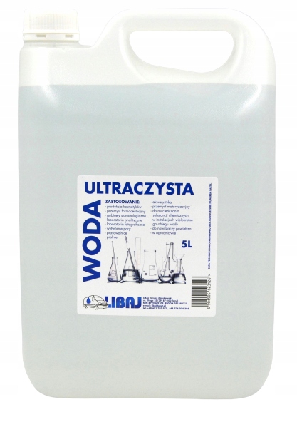 Woda destylowana ultraczysta 0,5 µS 20 L 4 x 5 L