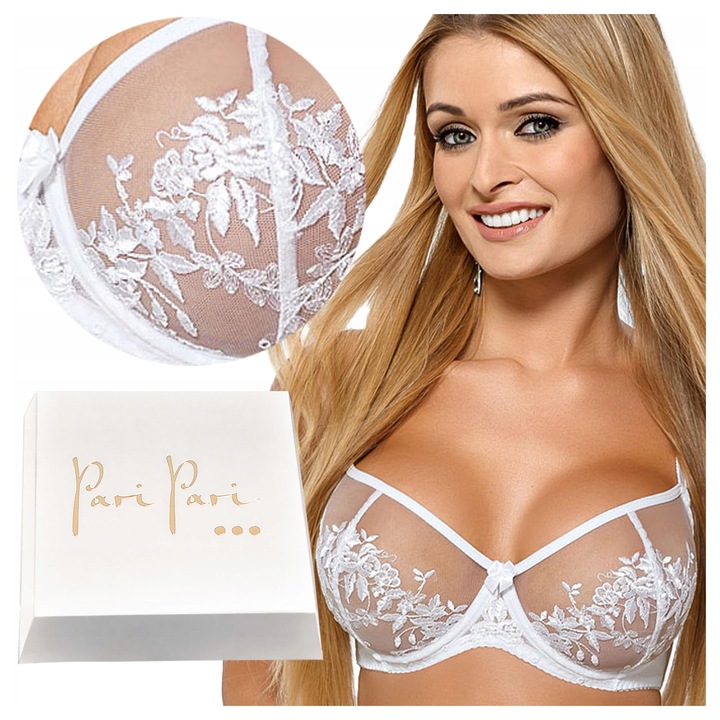 Biustonosz Miękki z Fiszbinami Koronkowy SOFT Wygodny Stanik Sexy Biały 85D