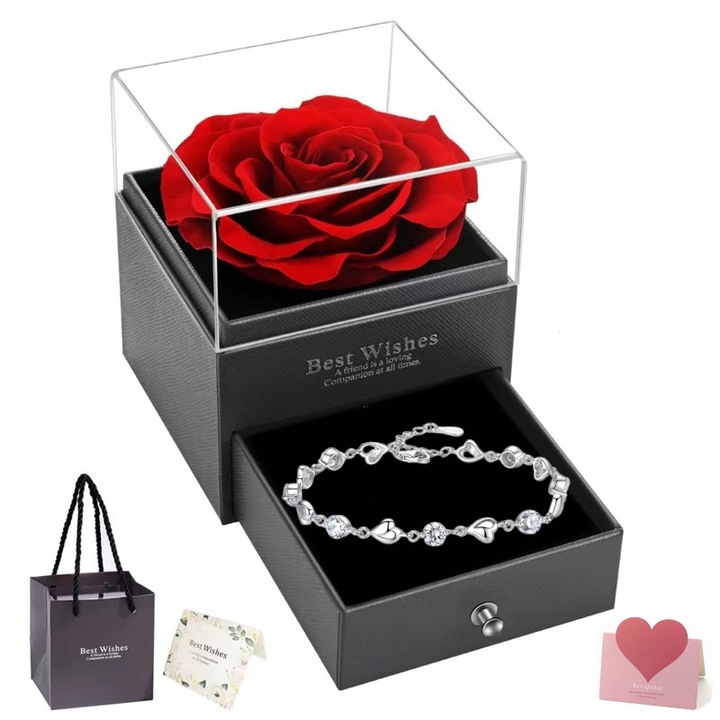 Bransoletka Damska SREBRNA Serce SREBRO 925 Łańcuszek Na Prezent Cyrkonia